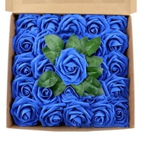 Ongmies Blue Flowers, 25Pcs Artificial Flowers Roses with Stems Blue Boxed Foam Roses for Diy Bouquets Centerpieces Wedding Arrangement Bridal Shower Decor