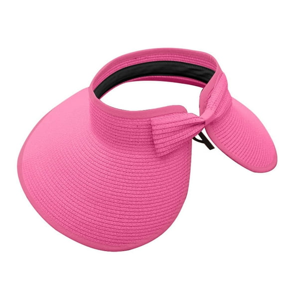 Ongmies Caps Sun Visor Hats for Women Wide Brim Visors Womens Foldable Beach Visors Summer Roll Up Beach Hat Accessory Hot Pink Sun Hats