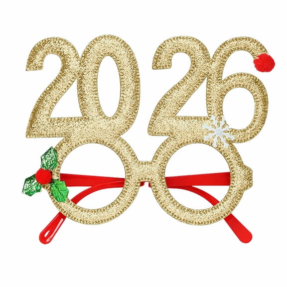 Ongmies Christmas Decorative, 2026 New Year Glasses – Glitter Novelty Eyewear Frames With Fun Christmas Decorations For A Festive Celebration, Plastic Eyeglasses
