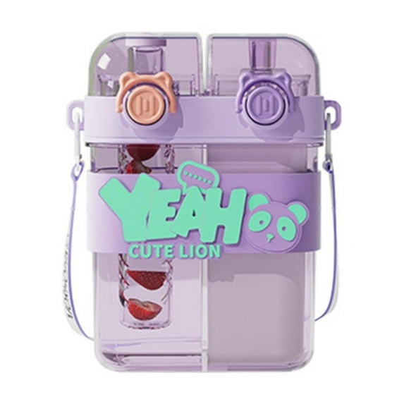 Ongmies Cute Water Bottle – Double Drinking Design, Leakproof, Cartoon Pattern, Portable Bottle for Travel, Picnic, and Sports