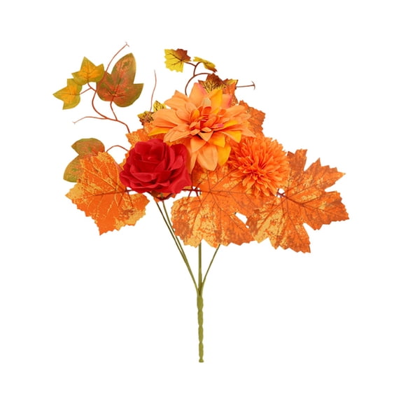 Ongmies Fall Flowers Artificial Sunflowers Bouquet, Artificial Sunflower, Roses & Pumpkins for Autumn Decor, Fall Arrangements, Wedding Bouquets & Table Centerpieces, Silk Rose