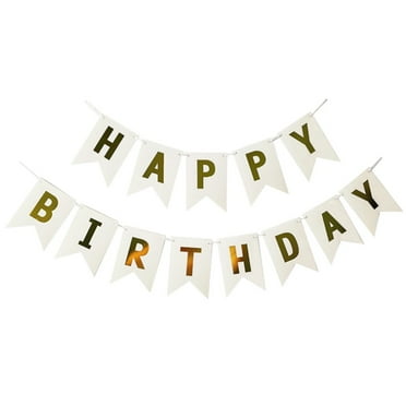Efavormart 10ft Pre-Strung Metallic Gold Foil "Happy Birthday" Banner ...