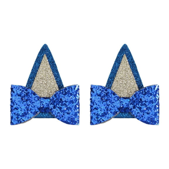 Ongmies Happy Birthday Dog Decoration Blue Glitter Bow Ears Hair Clips for Boys and Girls Birthday Party Supplies, Party Glow Decoration