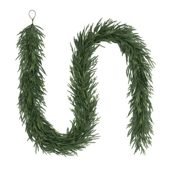 Ongmies Norfolk Artificial Christmas Garland, Natural Feel Artificial Christmas Garland – Non-Lit Green Pe Greenery for Table, Fireplace & Home Decoration, Kitchen Xmas Decor