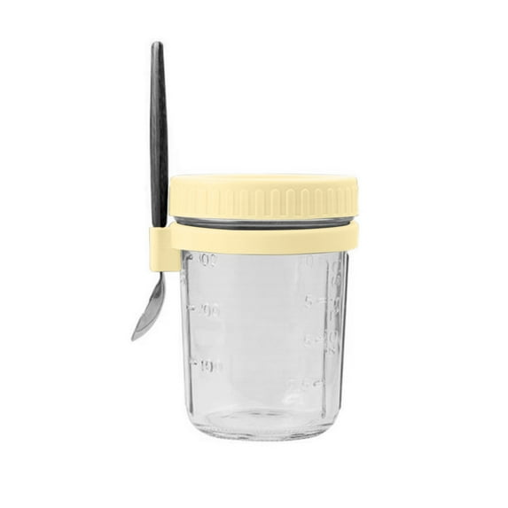 Ongmies Overnight Oats Containers with Lids and Spoons, Overnight Oats Containers with Lids & Spoons - 16Oz Glass Mason Jars with Removable Dividers, Airtight Leakproof Meal Prep Containers