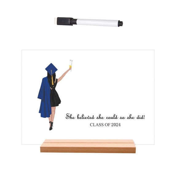 Ongmies Personalized Acrylic Graduation Plaque – 2025 Erasable Desktop Ornament, Customizable Graduation Gift for Him/Her, Transparent Diy Decoration