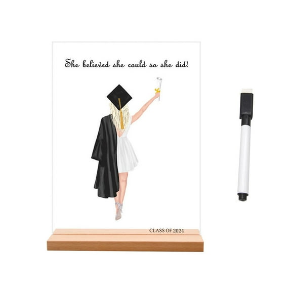 Ongmies Personalized Acrylic Graduation Plaque – 2025 Erasable Desktop Ornament, Customizable Graduation Gift for Him/Her, Transparent Diy Decoration