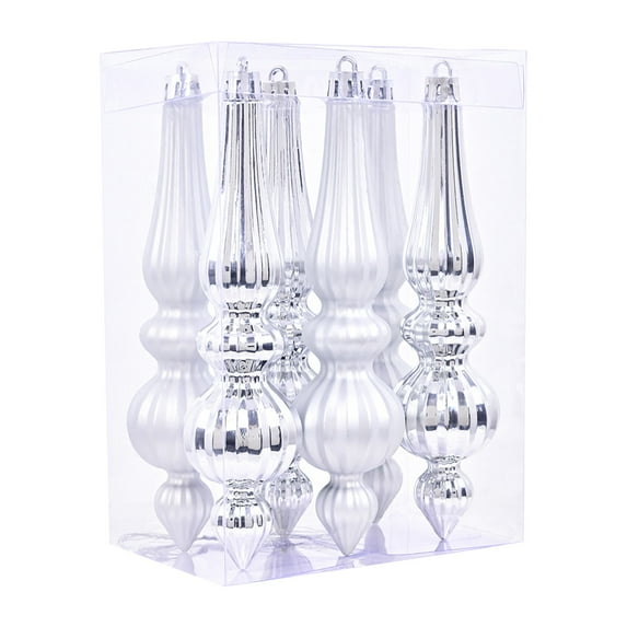 Ongmies Plastic Christmas Ball, 6Pcs Christmas Ornaments Set – Conical Plastic Finial Drops For Tree Decor & Holiday Hanging Pendants, Drop Finial Ornaments