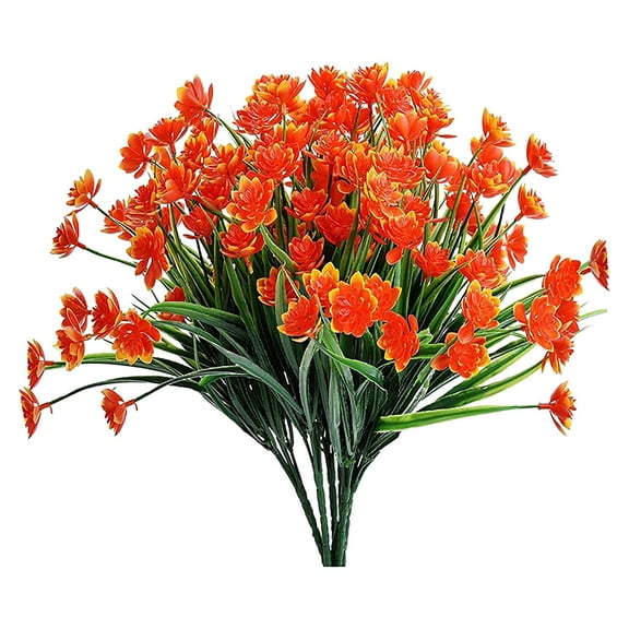 Ongmies Room Decor Clearance Flowers Faux 6Pcs Artificial Plants Plastic-Greenery Outdoor Flowers Home Decor Orange