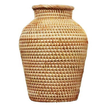 Ongmies Room Decor Clearance Flowers Rattan Vase Flower Pot Holder Storage Wicker Vases Decor Yellow