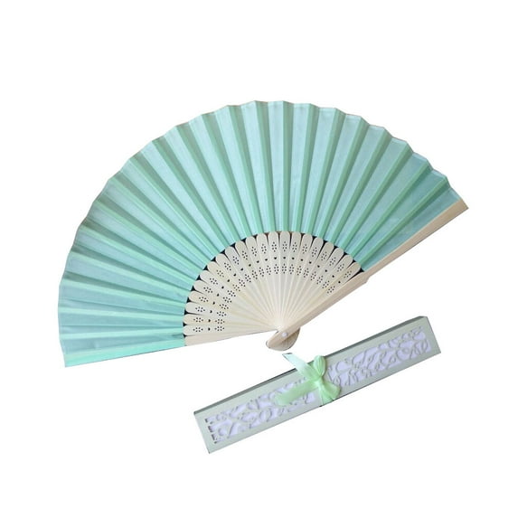 Ongmies Room Decor Clearance Gifts Stunning Silk Fans with Gift Box Wedding Favours Beach Party Emerald