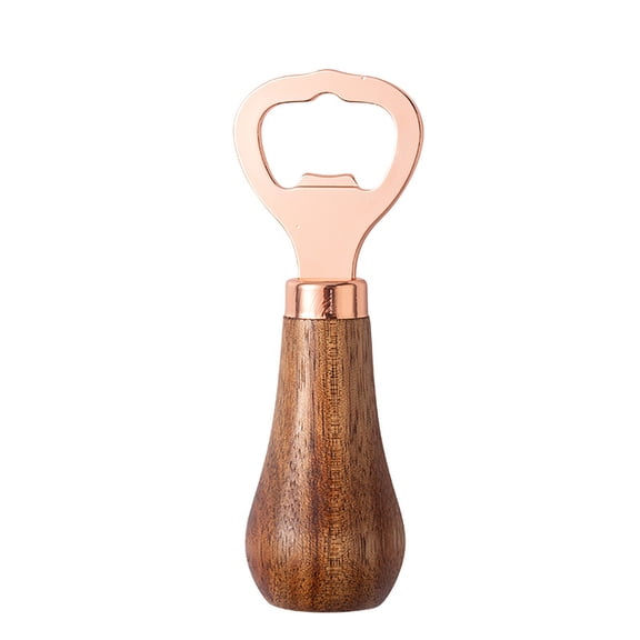 Ongmies Rose Gold Wine & Beer Opener – Solid Wood Handle with Stainless Steel Vertical Design | Exquisite Household Bottle & Can Opener for Practical Everyday Use