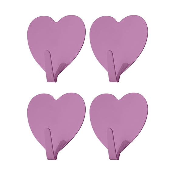 Ongmies Storage Bag Clearance 4Pcs Wrought Iron Love Hook Self-Adhesive Punch-Free Stainless Steel Hook Heart-Shaped Hook Home Creative Decoration Home Decor Purple