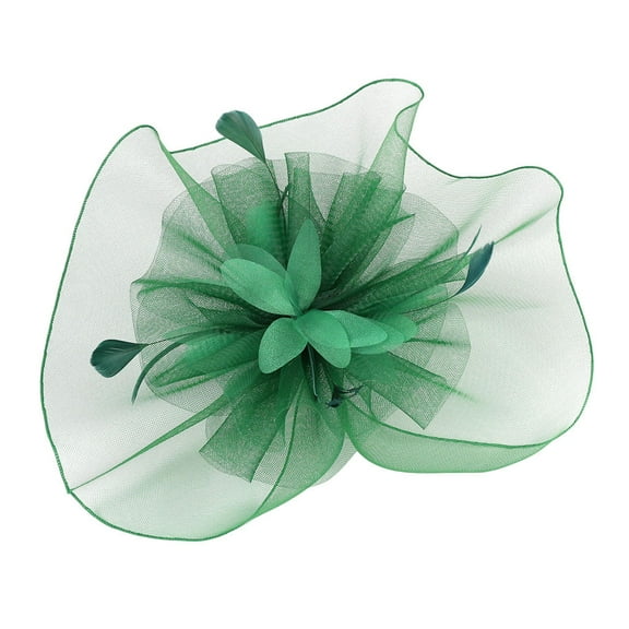 Ongmies Sun Protective Scarf Fascinator Hat Flower Feather Mesh Tea Party Hairband for Women Accessory Green Heardband