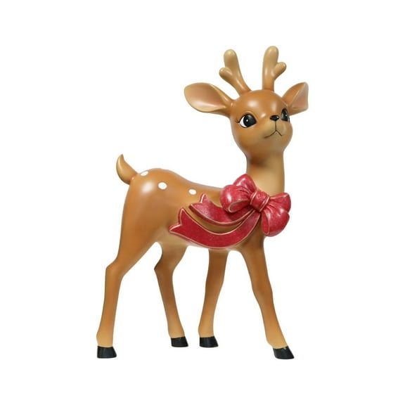 Ongmies Vintage Resin Reindeer, Cute Retro Deer Ornaments – 10 Inch Resin Crafts For Christmas Desktop Décor, Holiday & Birthday Home Decorations, Reindeer Figurine