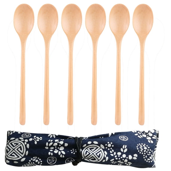 Ongmies Wooden Spoons for Cooking Clearance Wooden Spoons 6 Pieces Wood Soup Spoons for Eating Mixing Stirring Cooking Long Kitchen Clearance Yellow