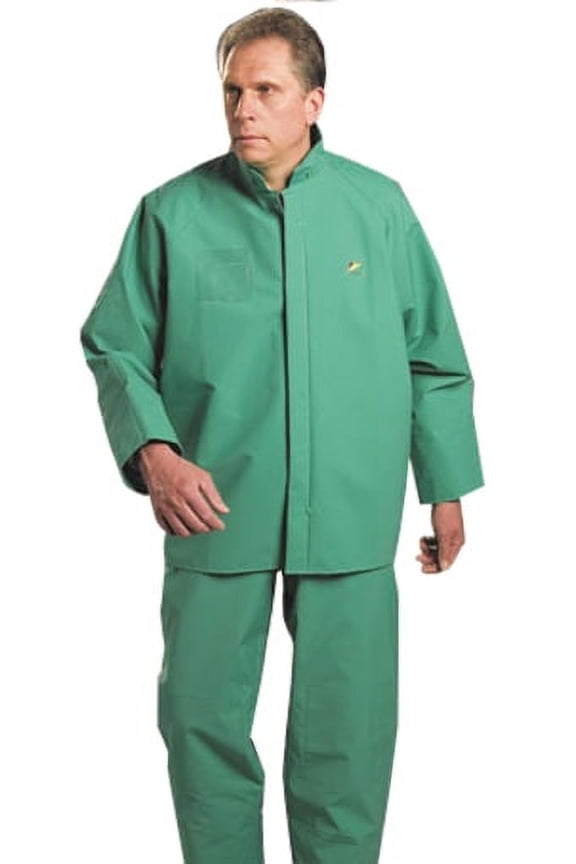 Onguard Industries 2X Green Chemtex PVC, Nylon And Polyester Rain Coverall With Zipper Closure