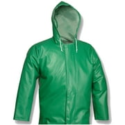 Onguard Industries 2X Green Chemtex PVC, Nylon And Polyester Rain Jacket With Storm Flap Over Front Zipper Closure And Snap Hood