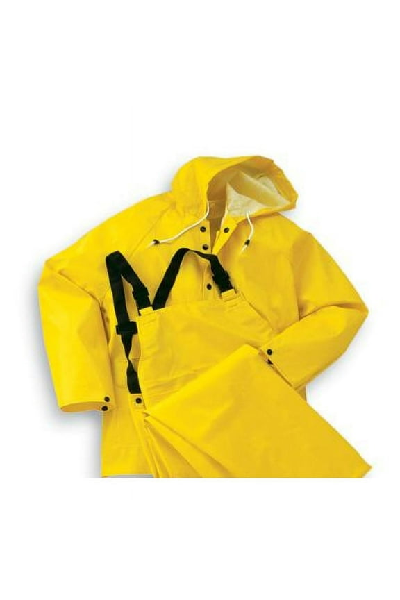 Onguard Industries Large Yellow Webtex PVC And Non Woven Polyester Rain Bib Overalls With Snap Fly Front Closure