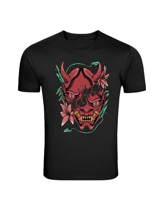 Oni Demon Mask Japanese Horror Graphic Phrase Suited To Casual Events And Everyday Wear T-Shirt, Size S-5XL