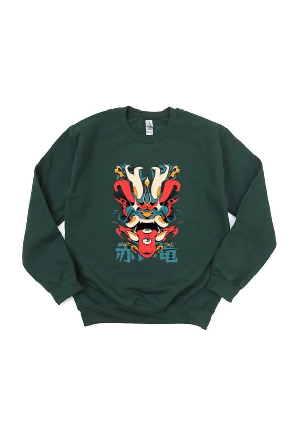 Oni Dragon Japanese Demon Mask Mythology Folklore Art Sweatshirt, for men & women, up to size 5XL