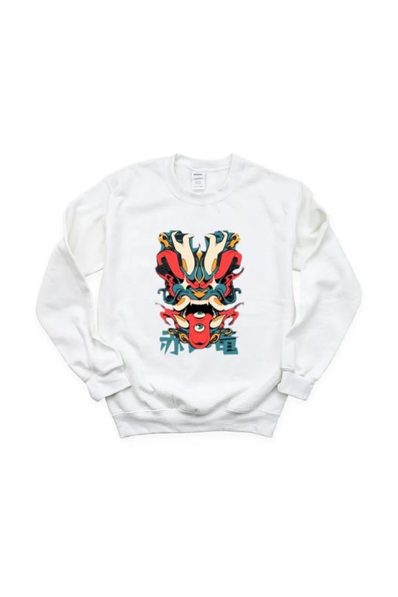 Oni Dragon Japanese Demon Mask Mythology Folklore Art Sweatshirt, for men & women, up to size 5XL
