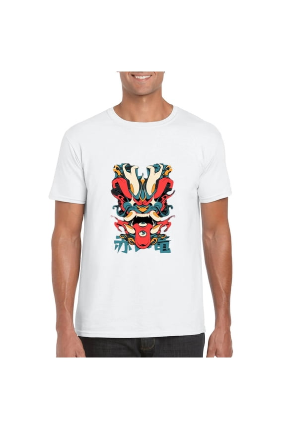 Oni Dragon Japanese Demon Mask Mythology Folklore Art T-Shirt, for men & women, up to size 5XL