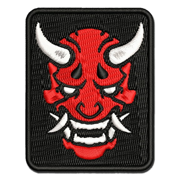 Oni Japanese Ogre Demon Applique Multi-Color Embroidered Hook & Loop Patch - 3 Inch Medium