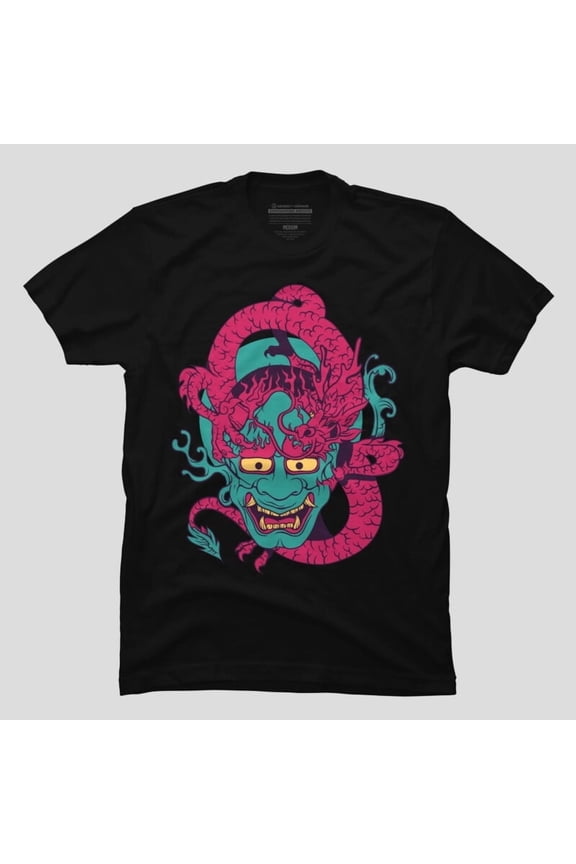 Oni Mask Warrior Spirit Japanese Devil Face Retro Graphic H12310 T-Shirt, for Men and Women, Up to Size 5XL
