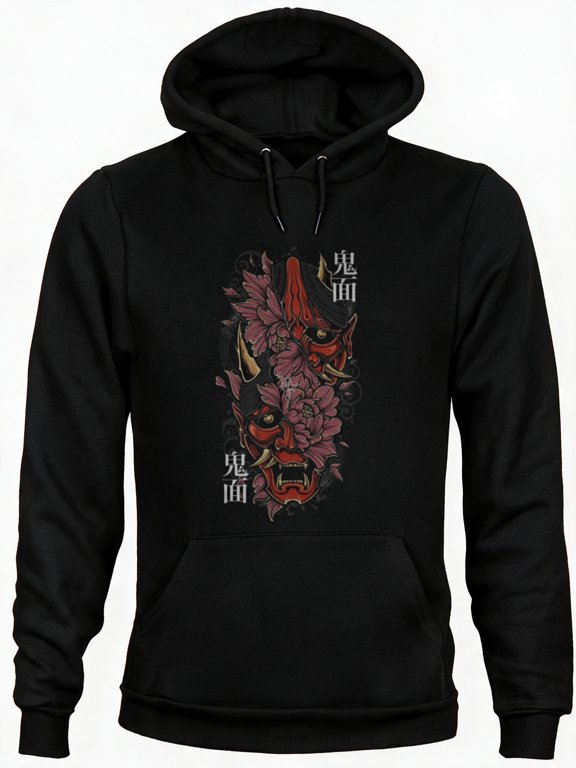 Oni Peony Kimen Mask Graphic Hoodie