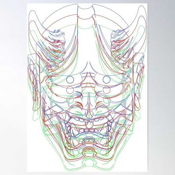 Oni Rgb Glitch Poster Wall Art, Modern Wall Decor For Living Room Bedroom, 24x36 UNFRAMED