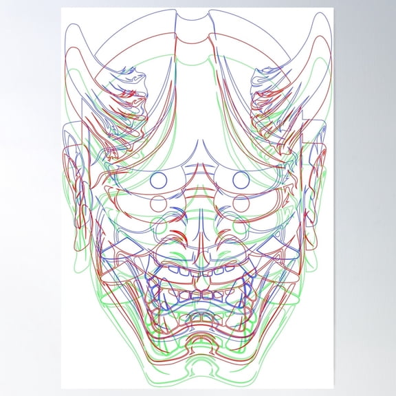 Oni Rgb Glitch Poster Wall Art, Modern Wall Decor For Living Room Bedroom, 24x36 UNFRAMED