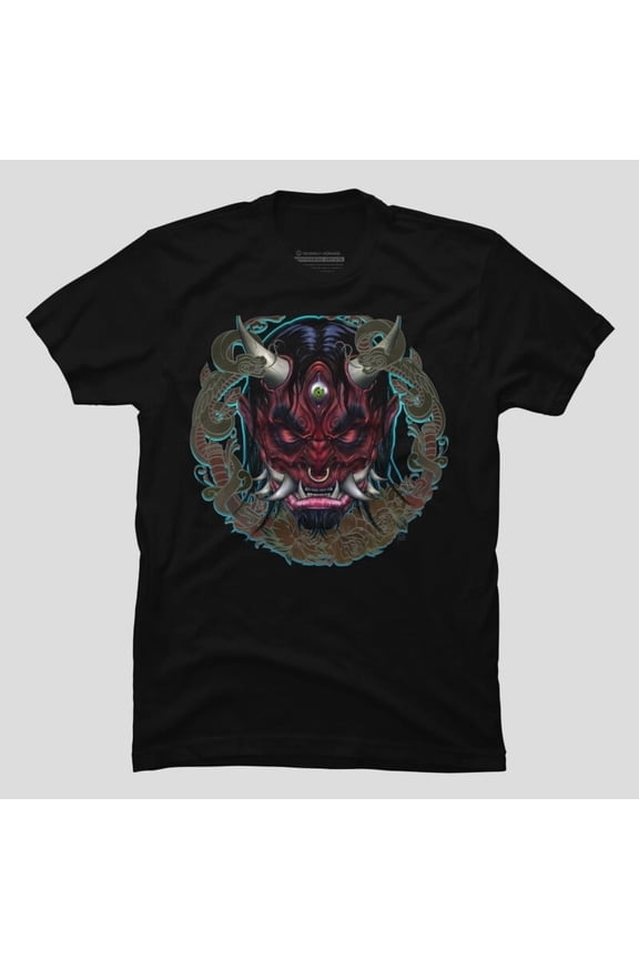 Oni Tattoo Design Japanese Demon Mask Art Style H10042 T-Shirt, for Men and Women, Up to Size 5XL