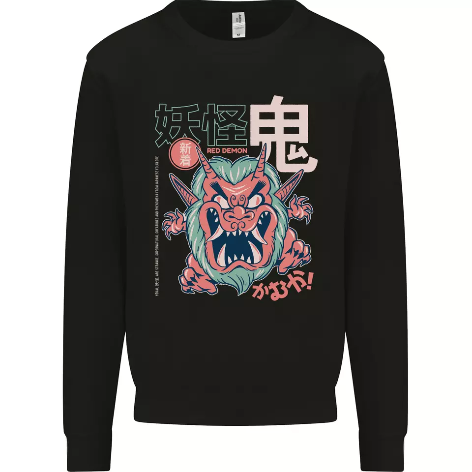 Oni Yokai Japanese Red Demon Mens Sweatshirt Jumper - Walmart.com