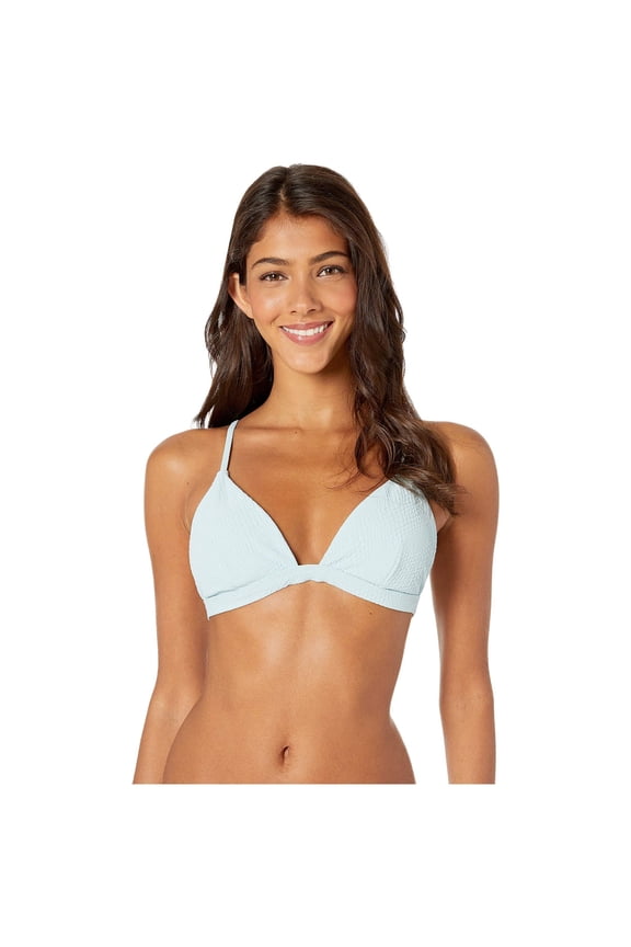 Danni Textured Triangle Bikini Top, Sterling Blue, Large