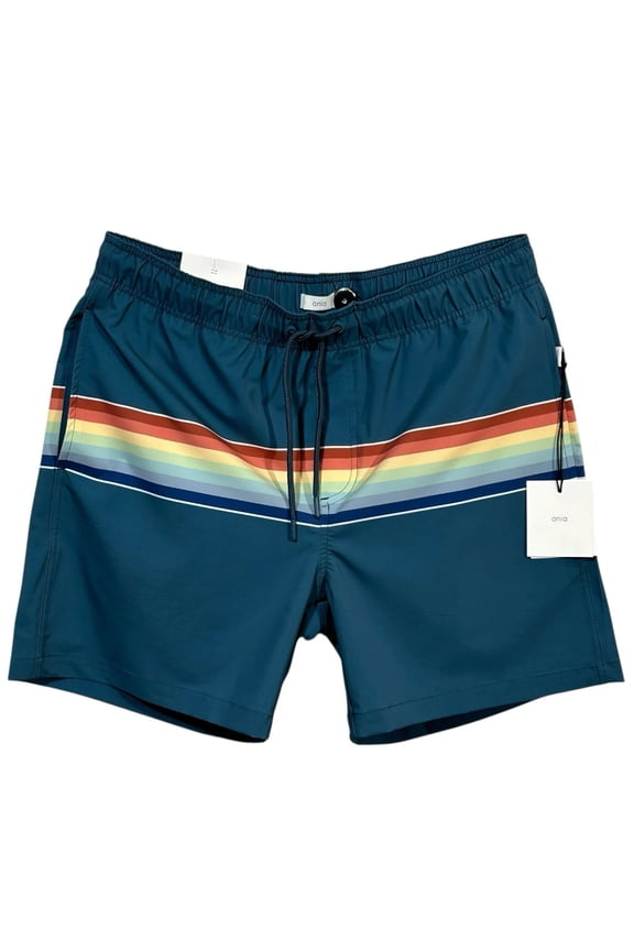 Mens Lined Swim Trunks Size XL (38X6) Deep Teal Quick Dry Mid-thigh Adjust