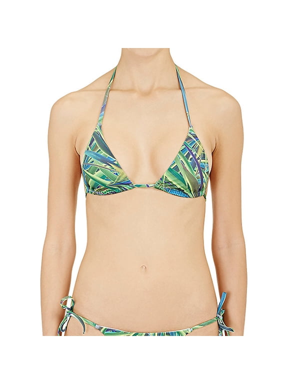 Women's Megan Adjustable String Bikini Top WTS09 Sz L Green Yucca Leaf