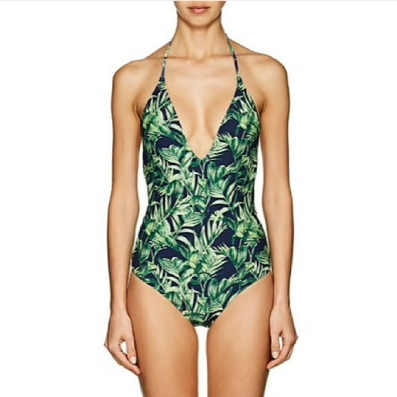 Onia Women's Nina One-Piece Swimsuit, Palm Forest Navy, XL