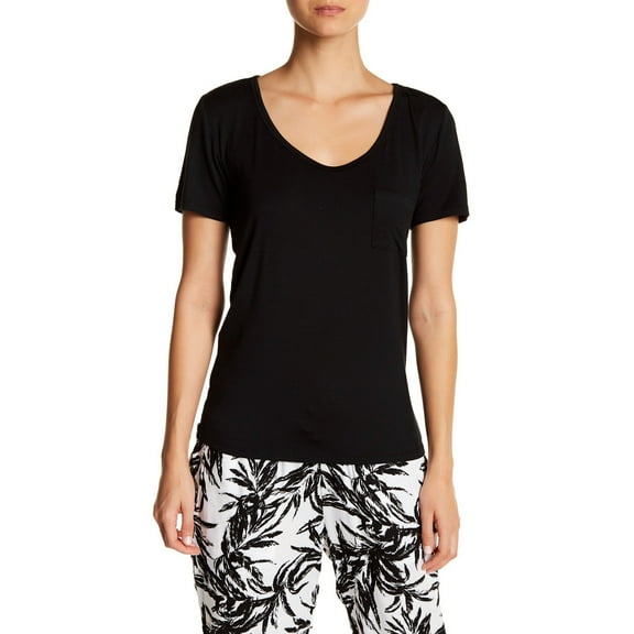 Onia Women's Zoe Short Sleeve Pocket Tee WKT01MRS Sz L Black