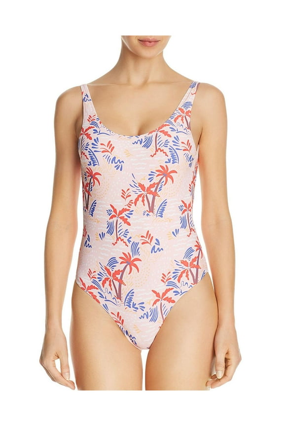 Womens Landscape Low Back Pool One-Piece Swimsuit