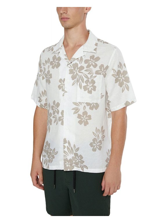 mens Air Linen-Blend Convertible Vacation Shirt, s