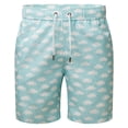 thumbnail image 1 of Onia Men’s Lined Swim Trunks Size L (34X7) Aqua-White Fish Ocean Print Quick Dry, 1 of 2