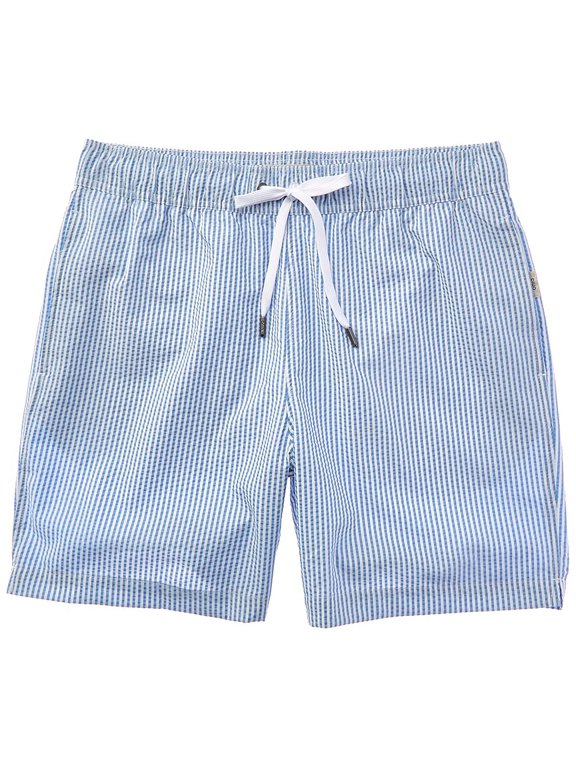 mens Classic Seersucker Swim Short, XL, Blue