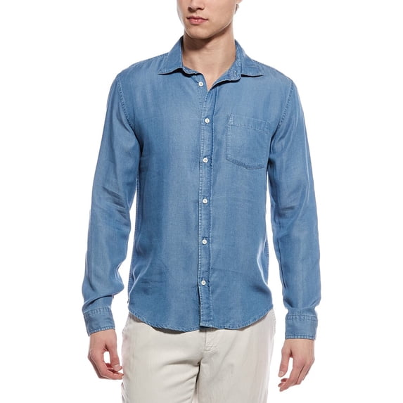 Onia mens Denim Chambray Shirt, l, Blue
