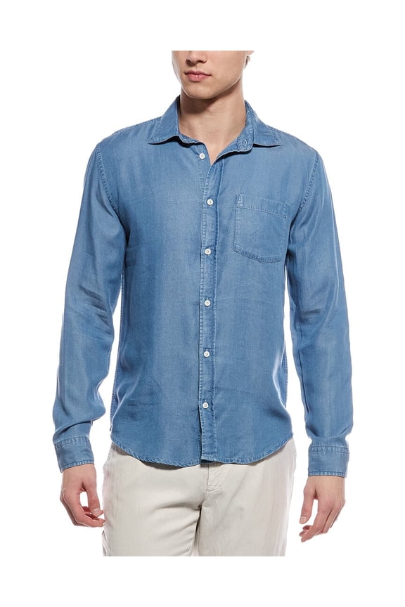 mens Denim Chambray Shirt, s, Blue