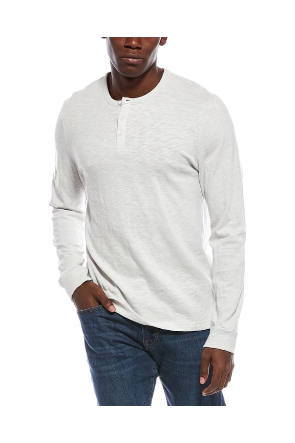mens  Heavyweight Slub Henley, s, White
