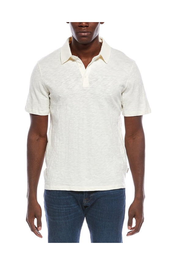 mens Heavyweight Slub Polo Shirt, s, White