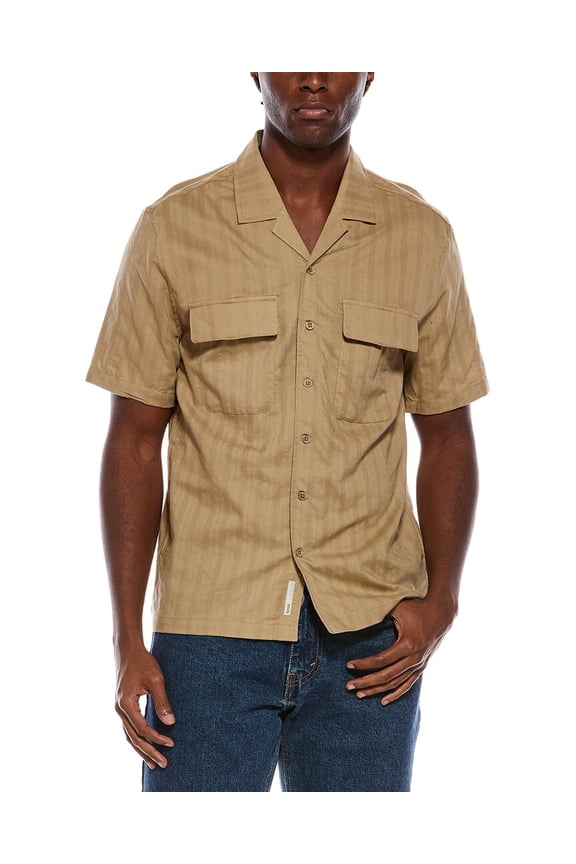 mens Linen-Blend Utility Shirt, s