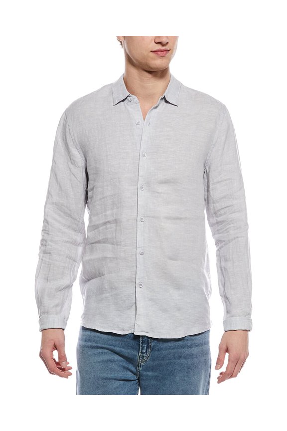 mens  Linen Shirt, m, Gray