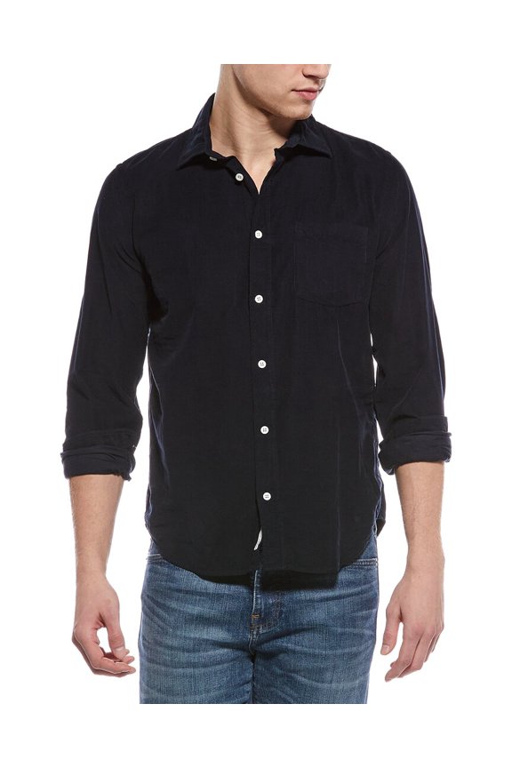 mens Micro Cord Button Down Shirt, m, Navy